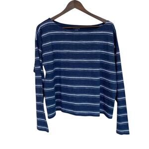 Pendleton Blue and White Striped Boatneck Top - Large